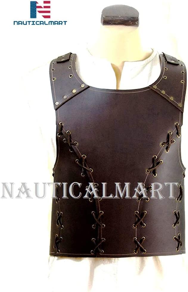NauticalMart Borge Breastplate - Leather Armor for LARP Brown Body Armor Jacket