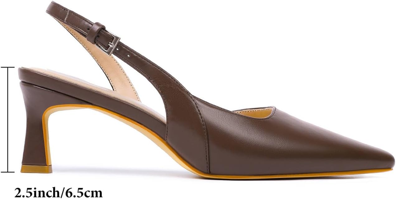 Mostrin Kitten Heels for Women Slingback Pointed Closed Toe Heels Women's Pumps Shoes for Wedding, Party, Commuting - Image 5