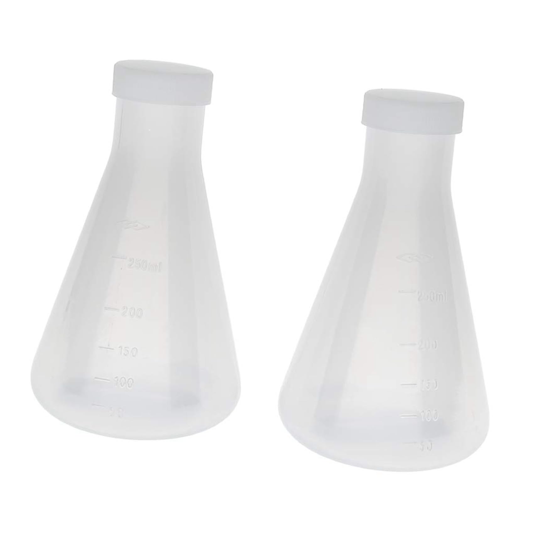Beuta da Laboratorio Conica nel Plastica Graduata, Misurabile, Parete Liscia e Spessa, 20 Bottiglie da 250 Ml