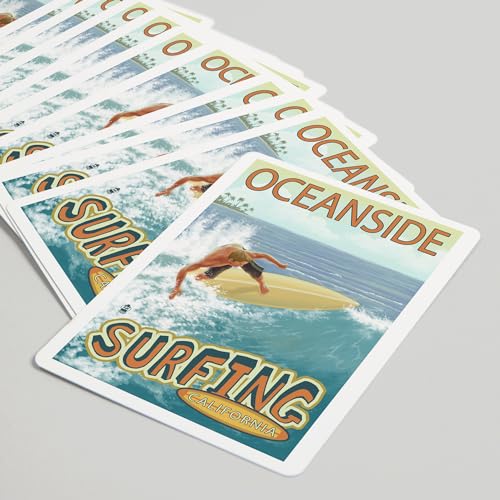Lantern Press Oceanside California Surfer Scene naipes poker miniatura 5