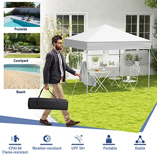 Image of Tangkula 6.6x6.6 Ft Pop Up Canopy, 1 Person Instant Setup Portable Canopy Tent with Center Lock, UPF 50+ Sun Protection, 8 Stakes, 4 Ropes, Carrying Bag