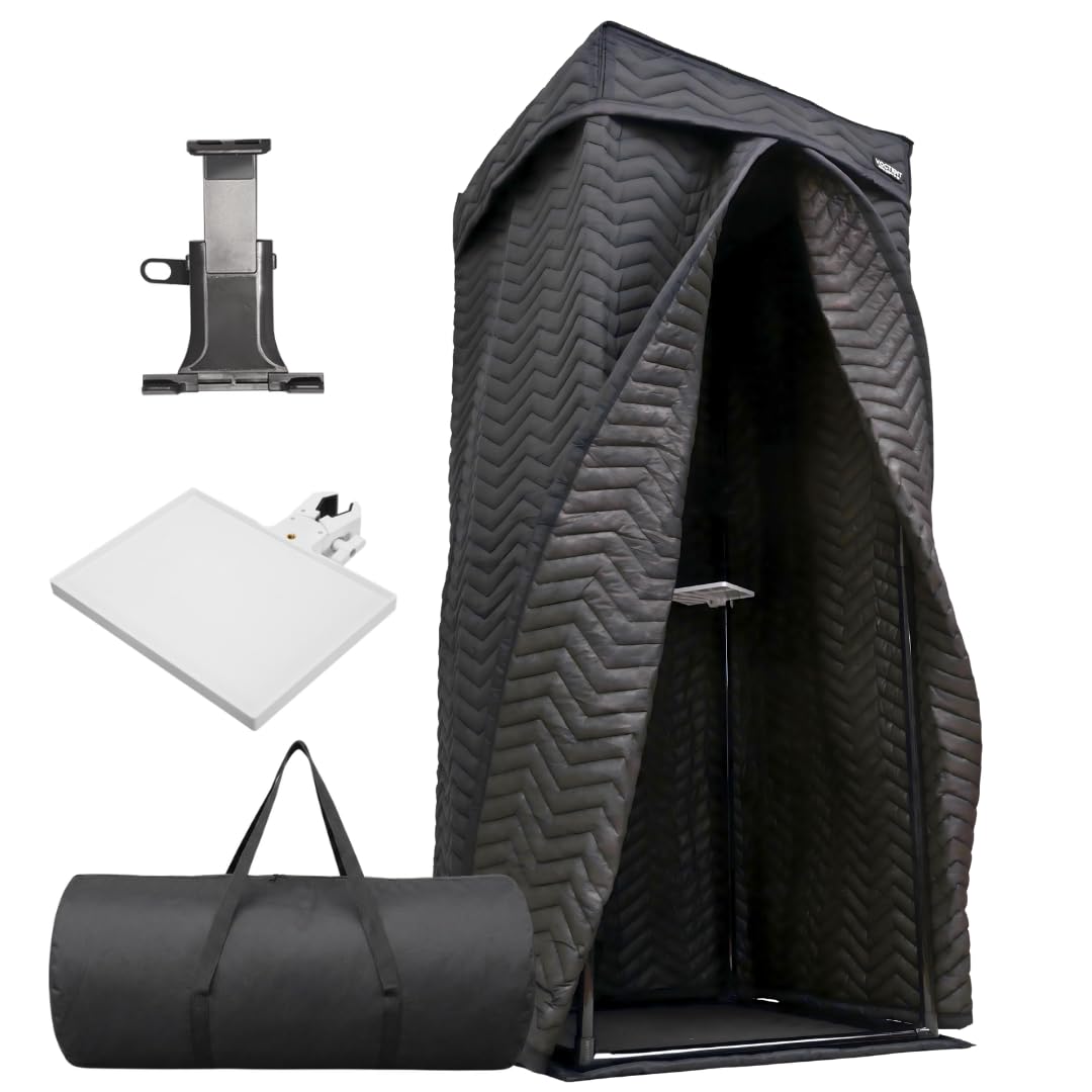 Tragbare Vocal Booth, mobile Aufnahmekabine für Homestudio Tonaufnahmen | Hochdichter 360 Grad Akustikschirm für Voiceover, Podcast und Musik, reduziert Echo und Hall, mit praktischer Tragetasche