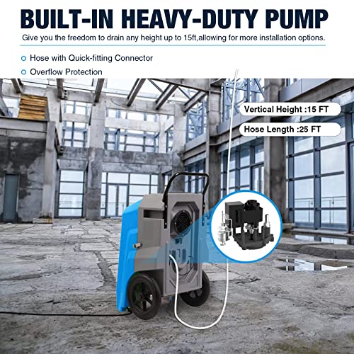 Mounto 180Pints Commercial Dehumidifier With Pump And Drain Hose, Lgr Portable Dehumidifier With Wheels For Home, Basements, Garages, And Job Sites. #TOP2