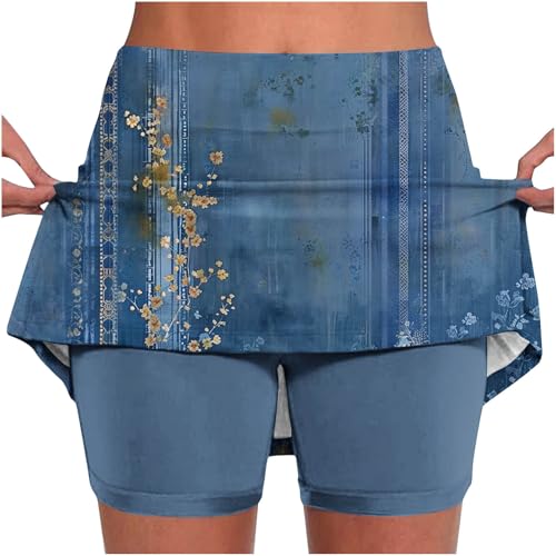 Keepink Skorts for Women UK Athletic Tennis Skirt with Shorts Casual Golf Skort High Waist Workout Summer Skirts Plus Size Knee Length Pants Running Sport Going Out Shorts S-5XL