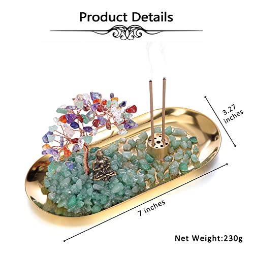 Vadiforest Incense Holder 7 Chakra Stone Tree Buddha Incense Stand Reiki Healing Crystal Incense Stick Burner Tray Ash Catcher Spiritual Home Decor For Yoga Meditation Gift #TOP5