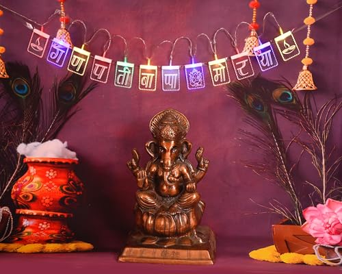 Image of ZALAR Magic Text Light Ganpati Bappa Morya Multi LED String Light with 12LED for Indoor Festive Decoration
