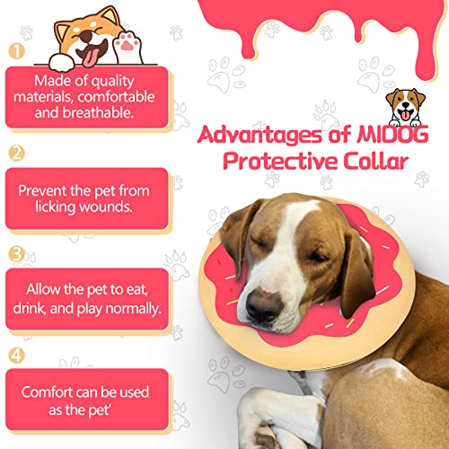 Image of MIDOG Inflatable Dog Cone Alternative for After Surgery - Soft Protective Donut Collar Prevents Licking & Allows Eating, Comfortable Recovery E-Collar Alternative for Small Medium Large Dogs (Red,M+)
