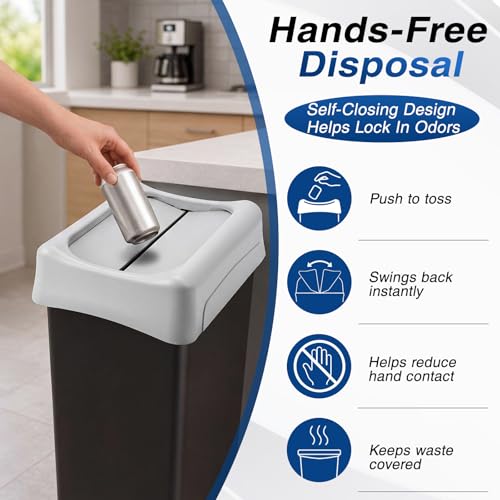 Image of Maxdot 2 Pcs Recycle Bin Swing Lids for 23 Gallon Slim Trash Can Plastic Recycling Trash Can Lids, Garbage Waste Sorting Lid for Kitchen Classroom Office Outdoor