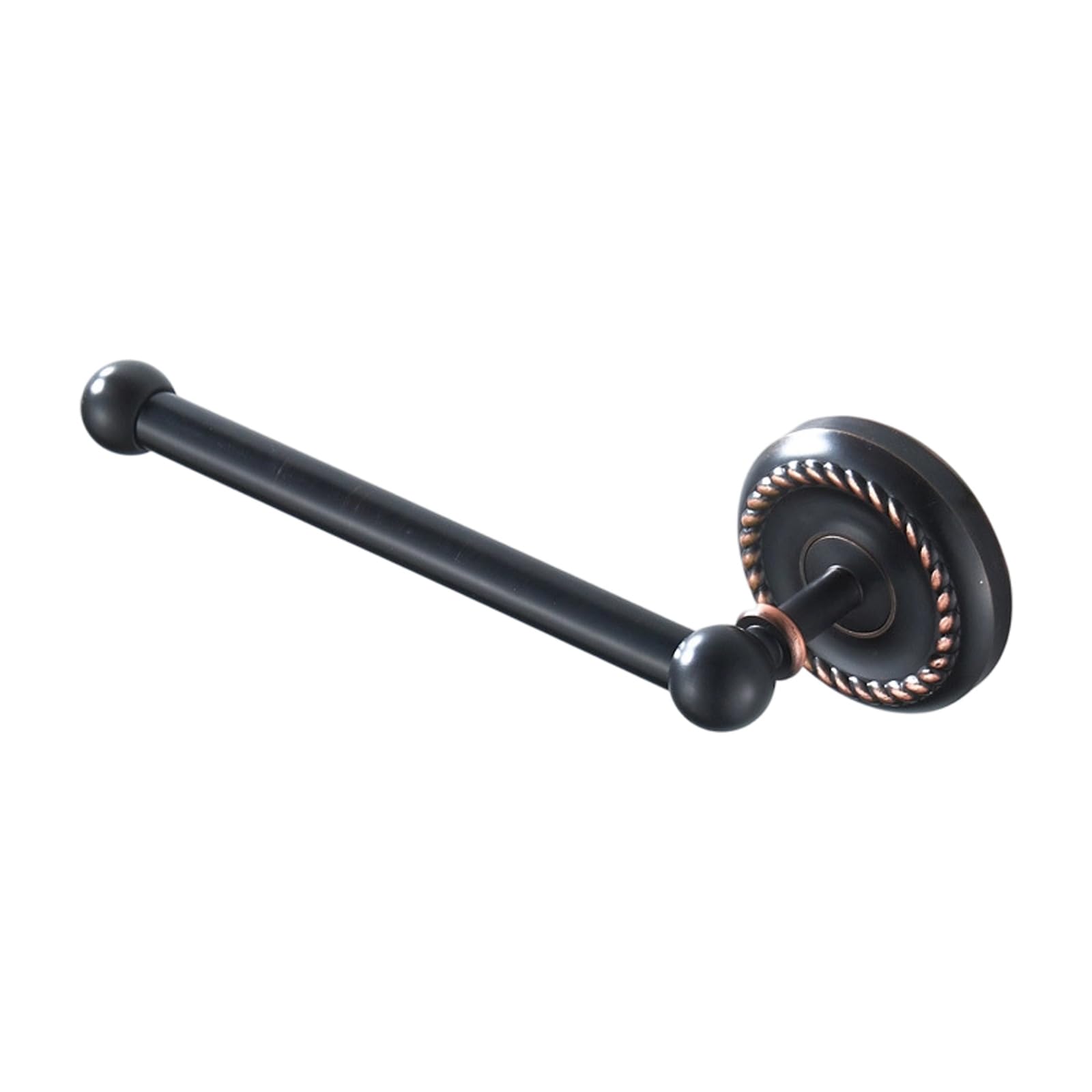 Elnwnnkc Black Wall Mounted Copper Roll Holder Featuring Twisted Base Designs Brackets For Simple Setups Homes