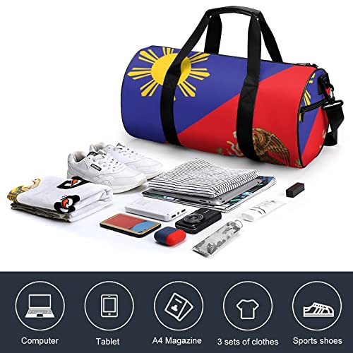 Philippines Mexico Flag Sports Gym Bag Waterproof Duffel Bag Travel Overnight Bag Carryon Weekend Bag4