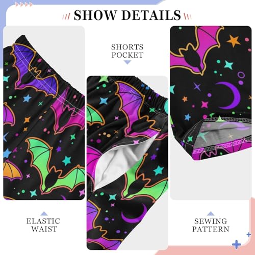 ZZXXB Colorful Bat and Galaxy Star Boys Long Pants Soft Trousers Elastic Waist Kids Lounge Bottoms with Pockets S-XL4