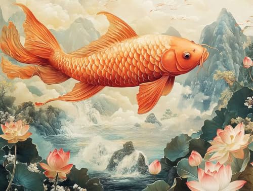 Pintura por Números Adultos Principiantes Manualidades Lienzo Pintura al Óleo DIY Koi 0F-388