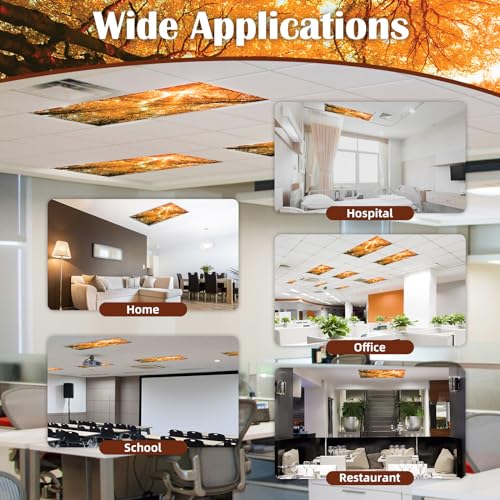 Image of ANGSYLTH 8 Pcs Fluorescent Light Covers - 4 x 2 Feet Covers for Ceiling Lights, 8 x 10 Magnetic Light Filters for Classroom, Office, Hospitals (Autumn & Sunset)