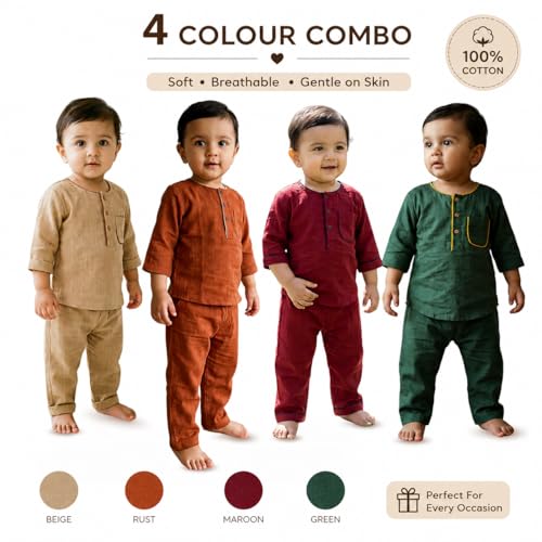 Image of Baby Boys Night Suit 3 /4 Sleeves Co-Ord Nightwear Set - Pure Cotton- Soft, Comfy & Perfect for Sleep Time
