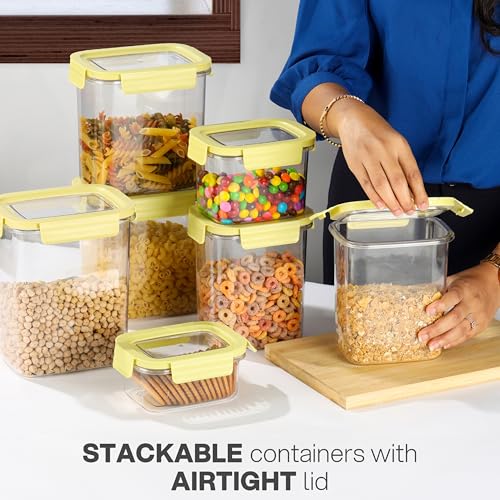 Image of CELLO Stylelock Pet Storage Container for Kitchen 620 ml Baby Green | Freezer & Fridge Safe Stackable Airtight Kitchen Storage Container Jar Box Set for Biscuits Bread Coffee Fruits Pasta Flour Spices