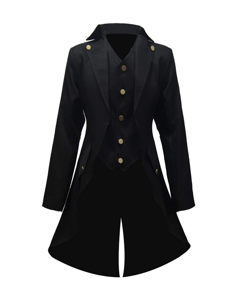 Men‘s Steampunk Vintage Jacket Gothic Victorian Frock Coat Uniform
