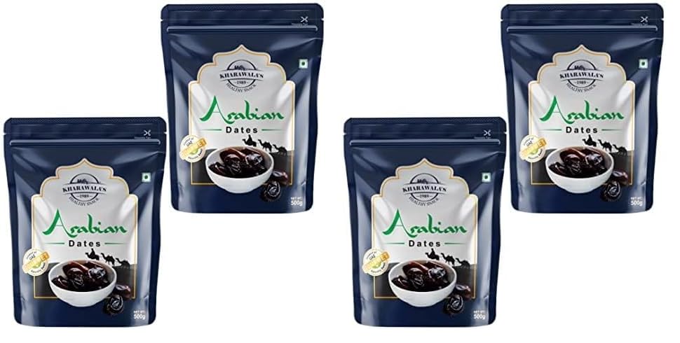 Image of KHARAWALA'S Arabian Dates - 500gm | Fresh Arabian Khajoor (Pack of 4-500gm Each)