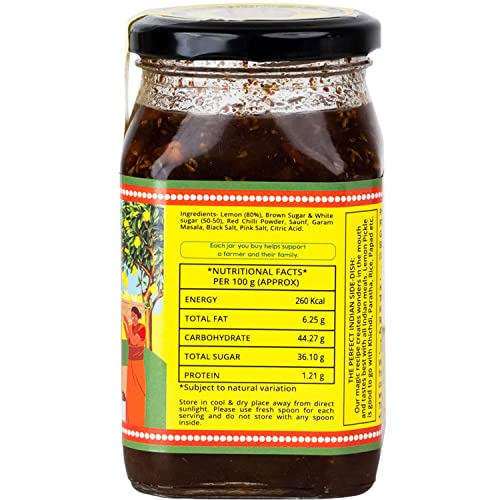 Image of THE LITTLE FARM CO Sweet & Sour Lemon Pickle - Nimbu ka Achar (450g) | Oil Free | Homestyle Khatta Meetha Nimbu Pickles | No Added Preservatives & Flavours | Traditional Recipe