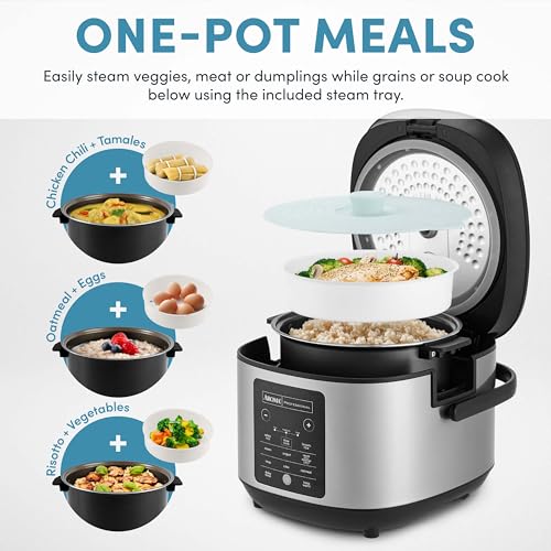 Image of AROMA 6-Cup (Uncooked) / 12-Cup (Cooked) Slow Cook Rice Cooker and Brown Rice Cooker with Lift-Out Pot Handles and Silicone Storage Lid, PFAS-Free Ceramic Coating