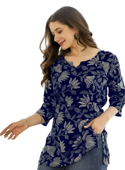 Reyon Short Top for Women | Tunic for Jeans Short Kurti | Stylish Straight Ladies Kurta | Ethnic Kurta for Girls