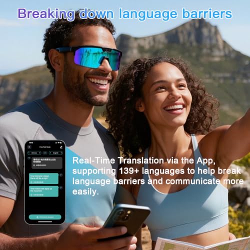 Image of AI Cycling Camera Glasses, 4K Video Recording Sunglasses for Men Women Vlog | UV400 Polarized, AI Translation, Object Recognition & EIS Stabilization, Bluetooth Smart Glasses for Skiing /Hiking /Baseball