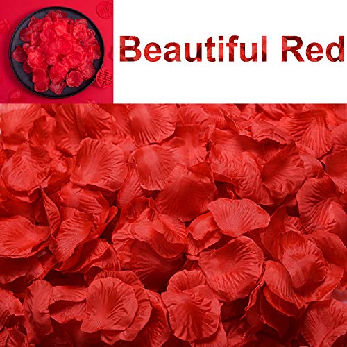 Image of 3000PCS Fake Rose Petals for Romantic Night Romantic Festive Atmosphere Creation for Marriage Proposa Wedding Valentine's Day Decoration Party Activities(Red)
