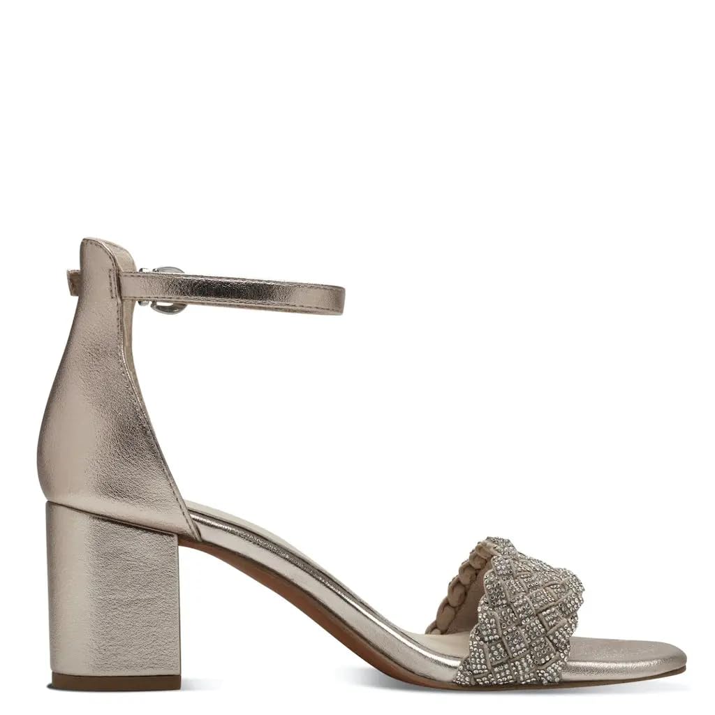 MARCO TOZZI Damen Sandalen mit Absatz Elegant Blockabsatz, Silber (Silver Comb), 37 EU