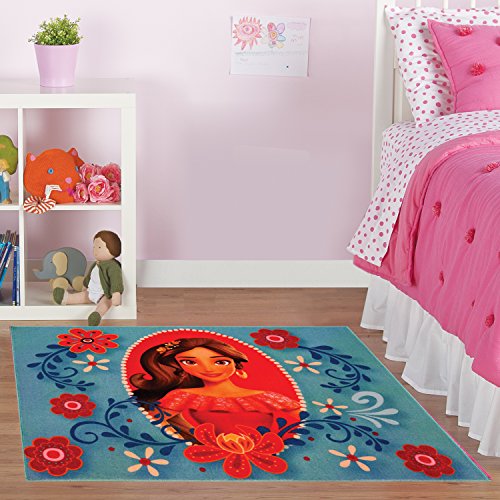 Disney Princess Elena of Avalor Rug HD Digital Girls Room Décor Bedding Floral Blue Area Rugs, 40