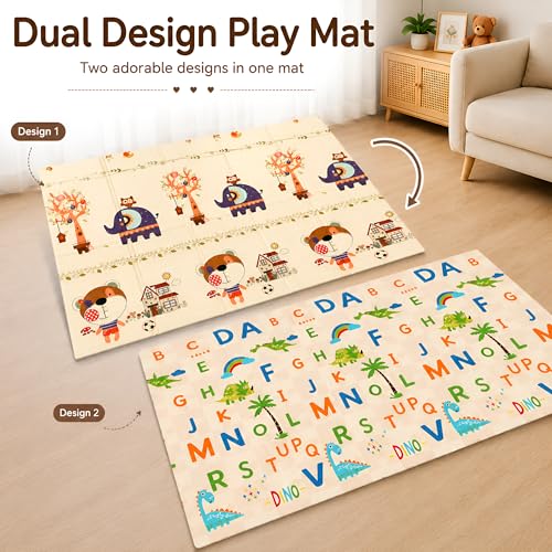 Image of TARKAN Extra Thick Reversible Baby Play Mat For Hard Floor, BIS Safety Certified, BPA Free Foldable Foam Crawling Mat (6.5x4.5 ft, 8mm Thickness) ABCD - Circus