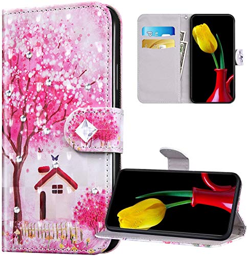 JAWSEU Case Compatible with Xiaomi Redmi Note 5/Note 5 Pro, Bling Glitter Sparkly Diamonds Cute Pattern PU Leather Flip Wallet Front and Back Cover with Card Holders Magnetic Closure Stand Case,#3