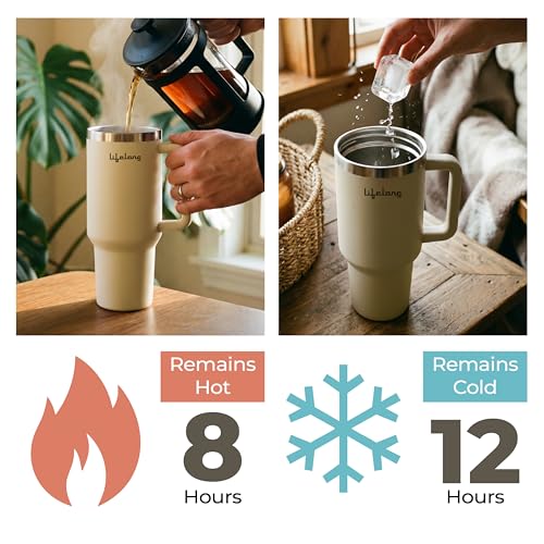 Image of Lifelong Double-Walled Vacuum Insulated Tumbler with Unbreakable Lid & Straw 1200ml | Keeps Drinks Hot for 8 Hours & Cold for 12 Hours | Durable Stainless Steel Tumbler with Comfort-Grip