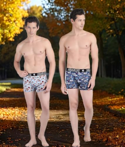 Image of Men's Extra Thin Elastic Nylon Underwear Long Comfortable Breathable Comfort All Over Printed Design Boxer