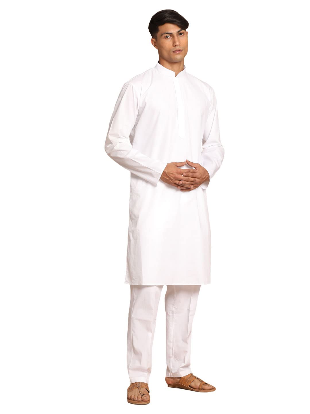 vastramay Men’s White Cotton Kurta Pyjama Set – Eid/Holi Special for Festive & Religious Occasions-picture-25
