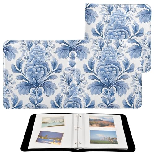 Álbum de Fotos DIY Autoadhesivo con Diseño Floral Azul de 3 Anillos, 40 Páginas 8x10 para Memorias miniatura 2