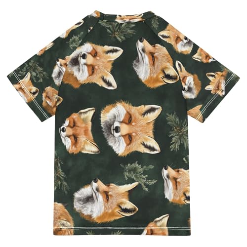 Boys Short Sleeve T-Shirts Fox Real Cute Animal Rashguard Kids Swim Shirts Sun UPF 50+ Multicoloured2