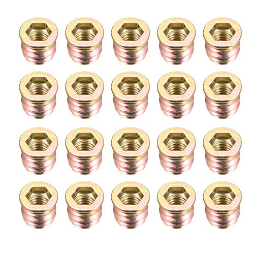 uxcell Wood Furniture M8x13mm Threaded Insert Nuts Interface Hex Socket Drive 20pcs