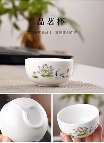 Miniatura 8 de Liang baobao Cómoda taza de té de porcelana taza de té blanco esmaltado viaje conjunto (colorido juego de loto)