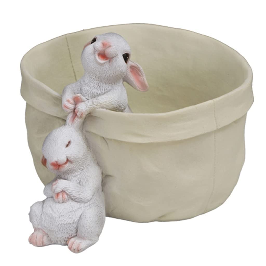 SWENEEN Planter Garden Pots Bunny Creative Planter Unique Pots For Plants Outdoor Planters Resin Planter Pots Cute Garden Decor 18X18X14Cm,