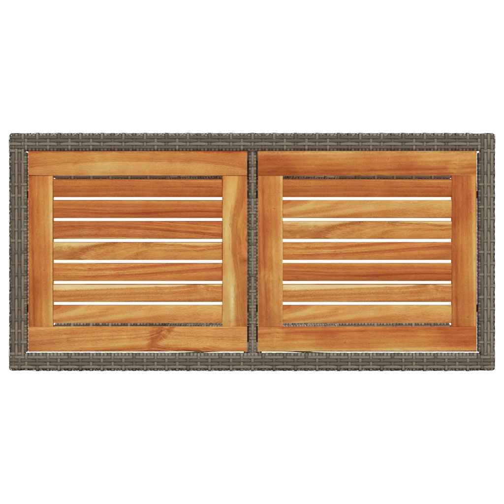 Set da 3 pezzi da bistrot con cuscino grigio, polyrattan, tavolo in legno di acacia, sedie pieghevoli per giardino, balcone, terrazza, resistente ai raggi UV