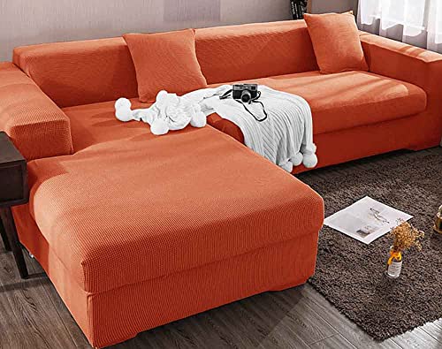 Housse de canapé extensible orange XL avec protection élastique - 2