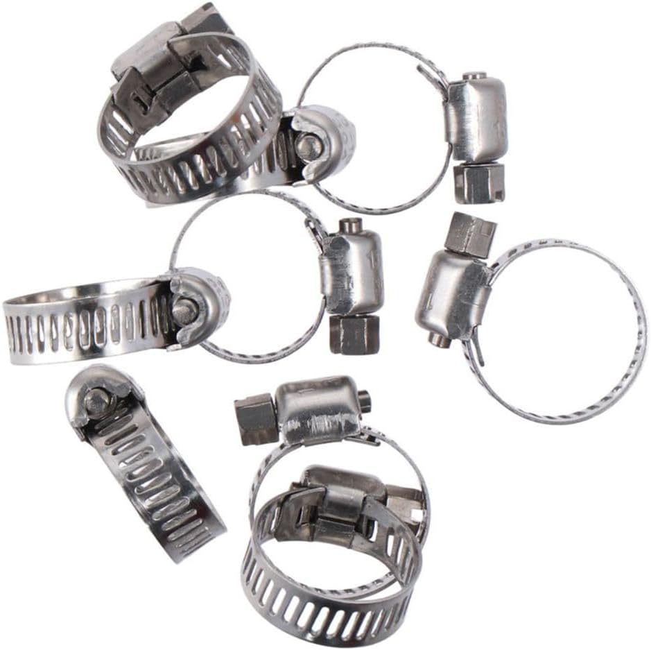 Stainless Steel Hose Clamp Kit,Adjustable Worm Drive Fuel Line Pipe Clamps,Heavy Duty Hose Clips 5pcs 10,16mm