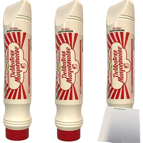 Feinkost Popp Delikatess Mayonnaise 80% Pflanzenöl 3er Pack (3x875ml Tube) + usy Block Cover