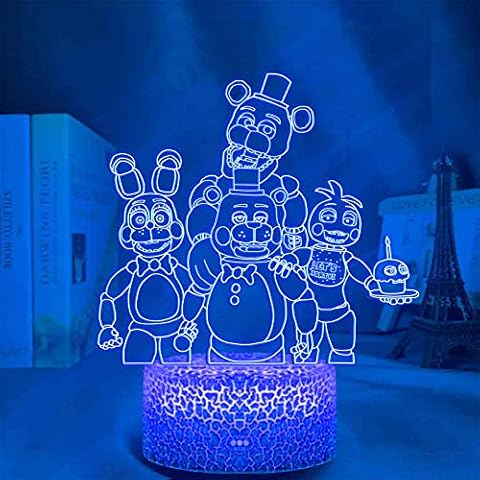 FNAF LED Night Lights FNAF 3D Illusion Bedside Table Lamp 7 Colours Changing Sleeping Lighting with Smart Touch Button Cute Warming Creative Decoration Ideal Art and Crafts Cover