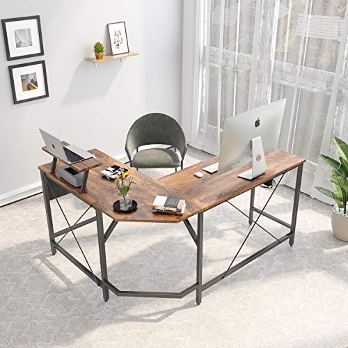 Image of Cubiker Multi-Purpose Height-Adjustable Lapdesk, Study Table, Portable, with Docking for Tablet, Room Work, Ideal for Work from Home, DIY Table, Easy to Assemble (59.1 inch x 47.3, Dark Rustic)