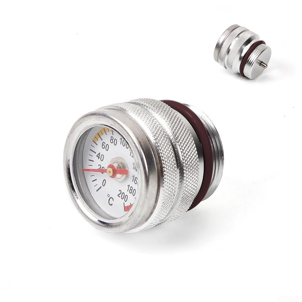 Motorradöl-Temperaturanzeige, Motorrad-Motorölkappen-Tank-Temperaturanzeige mit klarer 0–200 ℃ Anzeige, Modifikation, Zubehörteile (schwarz M30 x 1,5)