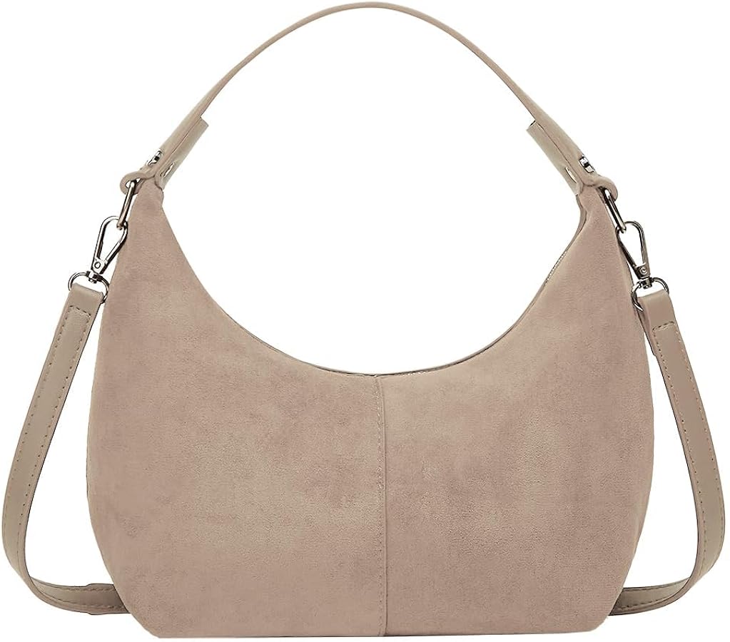 Suede Crescent Tote Bags for Women - Vintage Shoulder Bags, Brown