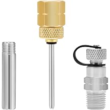 Brass Gauge Adaptor 1/4 NPT Female,2-1/2 OAL x 1-2/5" x 1/8" Probe with Stainless Steel Sheath,Pressure Gauge Fitting kit