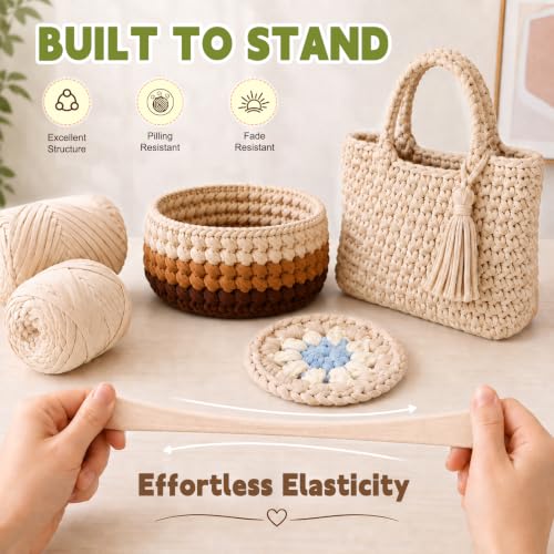 Image of Katech 800g T Shirt Yarn for Crocheting, Crochet Yarn for Knitting-Kahki