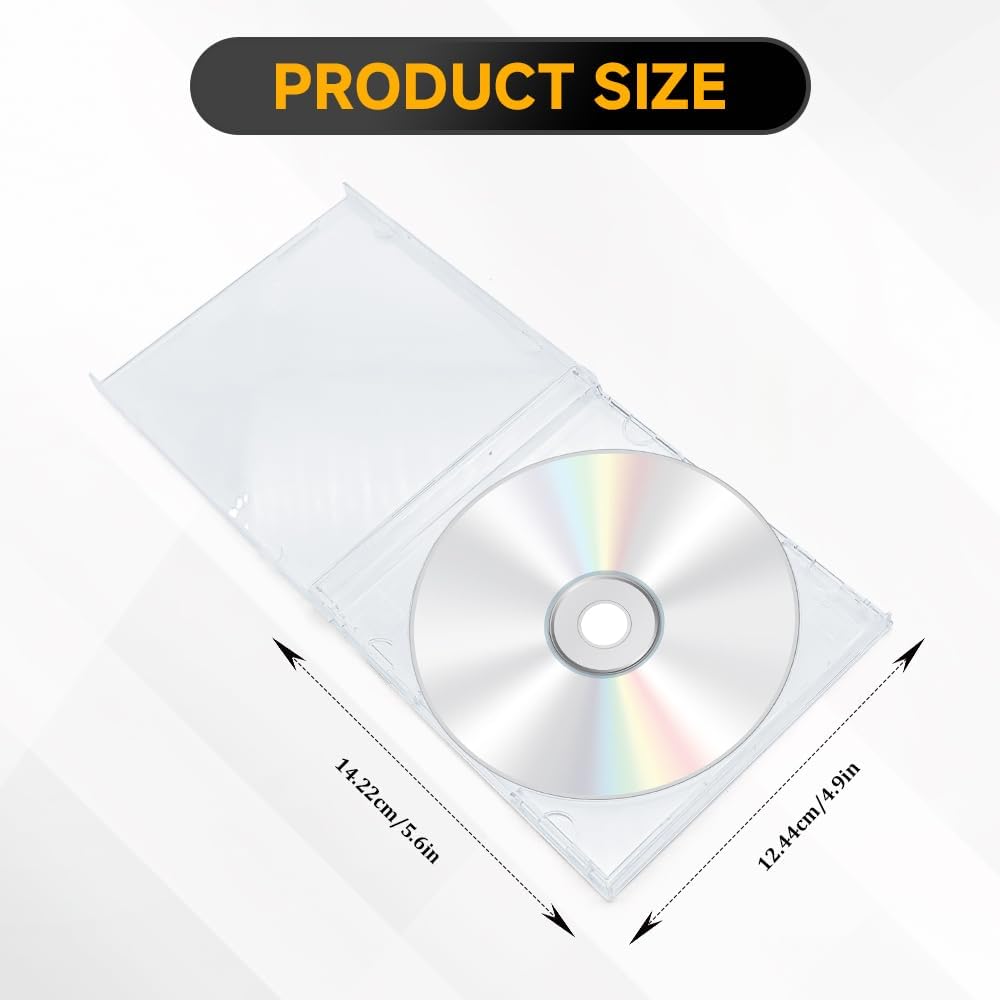 6PCS Standard Single Clear CD Jewel Case, Plastic Discs Storage Jewel Case, Clear CD Storage Case with Assembled Tray, Square-Shaped Single Disc DVD Storage Box Replacement for Cars (White) image 2