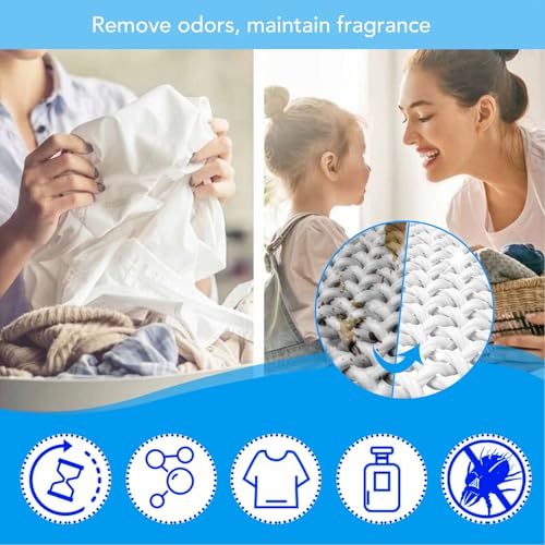 Waschmittelblätter, 120 Stück Power Clean Wäscheblätter, Duftende Waschblätter für Kleidung, Bettwäsche, Anti-Färbung, Geruchsentferner, Tiefenreinigung